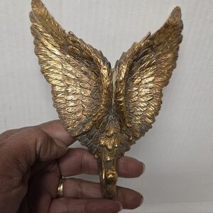 Decorative Gold-tone Winged Ceramic Wall Hook